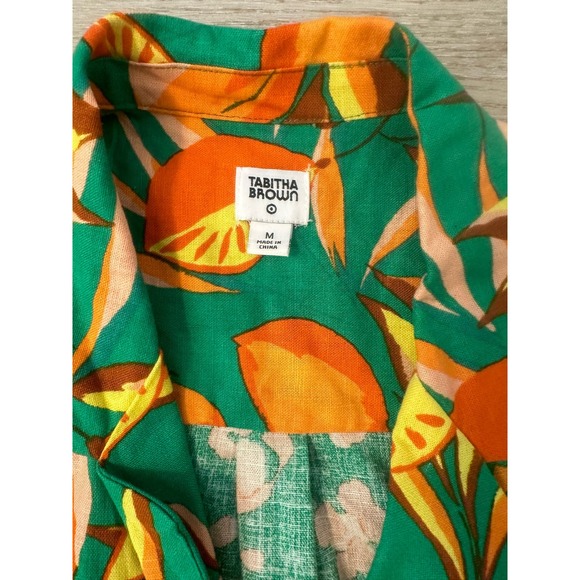 Tabitha Brown x Target Leopard Orange/Green print button down shirt size M - Picture 5 of 7